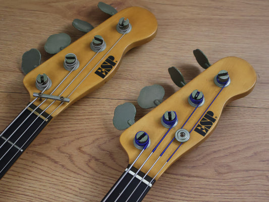 1970's ESP Japan Custom Order Doubleneck Fretless/Fretted Jazz Bass (Green Sunburst)