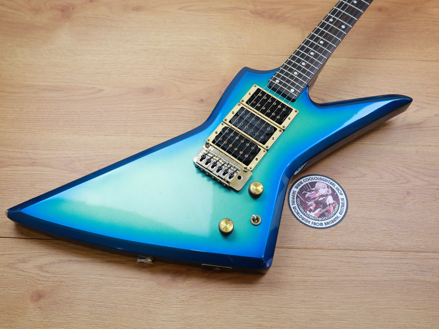 1984 Aria Pro II ZZ Deluxe Explorer (Metallic Blue Sunburst)