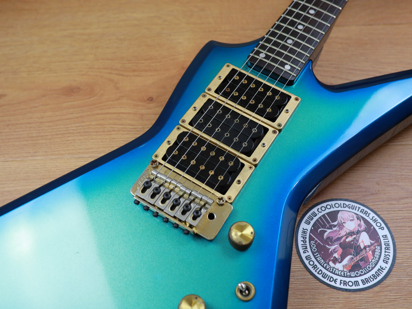 1984 Aria Pro II ZZ Deluxe Explorer (Metallic Blue Sunburst)