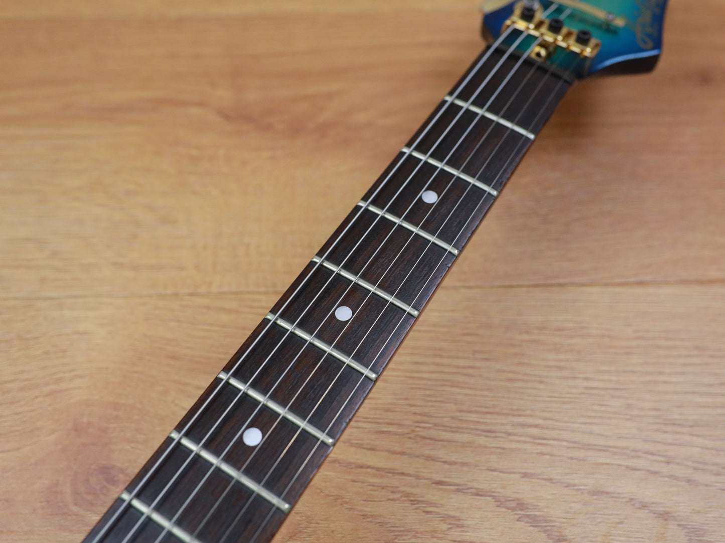 1984 Aria Pro II ZZ Deluxe Explorer (Metallic Blue Sunburst)
