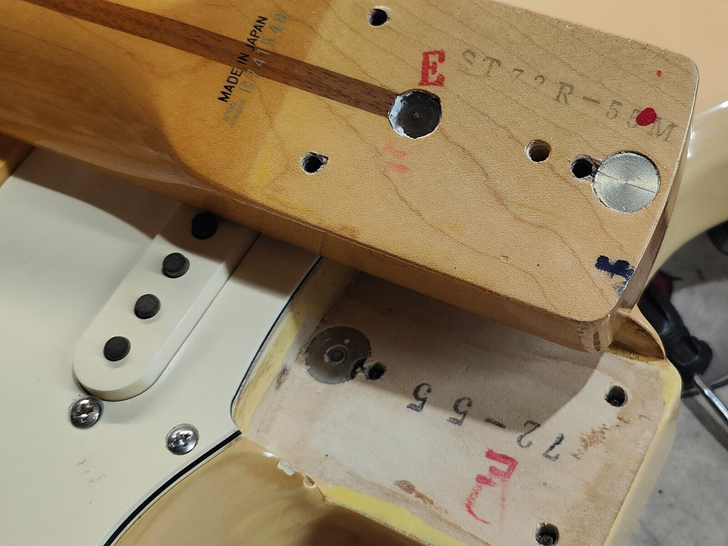 1987 Fender Japan ST72R-55M '72 Reissue Partially-Scalloped Stratocaster (White)