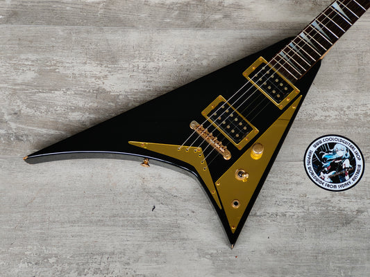 1990's Charvel (by Jackson Japan) 610-RR Short Scale Mini Randy Rhoads Flying V (Black/Gold)