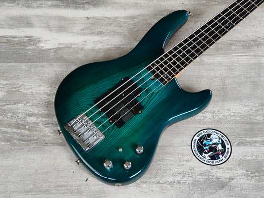 1980's P-Project (by Fernandes Japan) PUM-5 5-String PJ Bass w/EMG's (Trans Green)