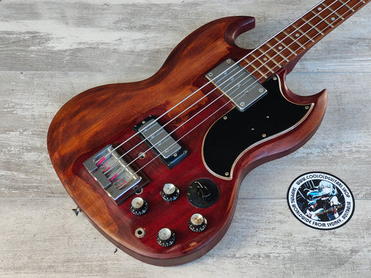 1999 Epiphone Japan EB-3 SG Double Cutaway Bass w/Hipshot Bridge (Heritage Cherry)