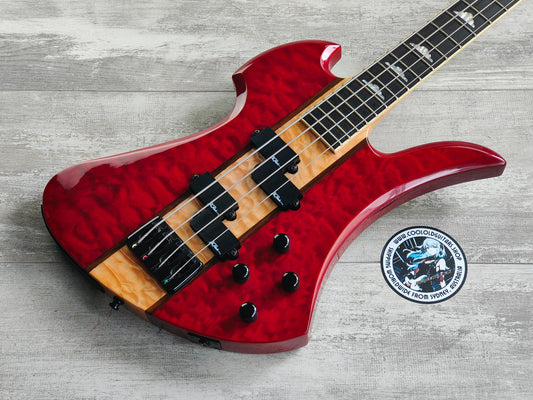 2004 BC Rich Heritage Classic Neckthrough Mockingbird Bass (Quilt Trans Red)