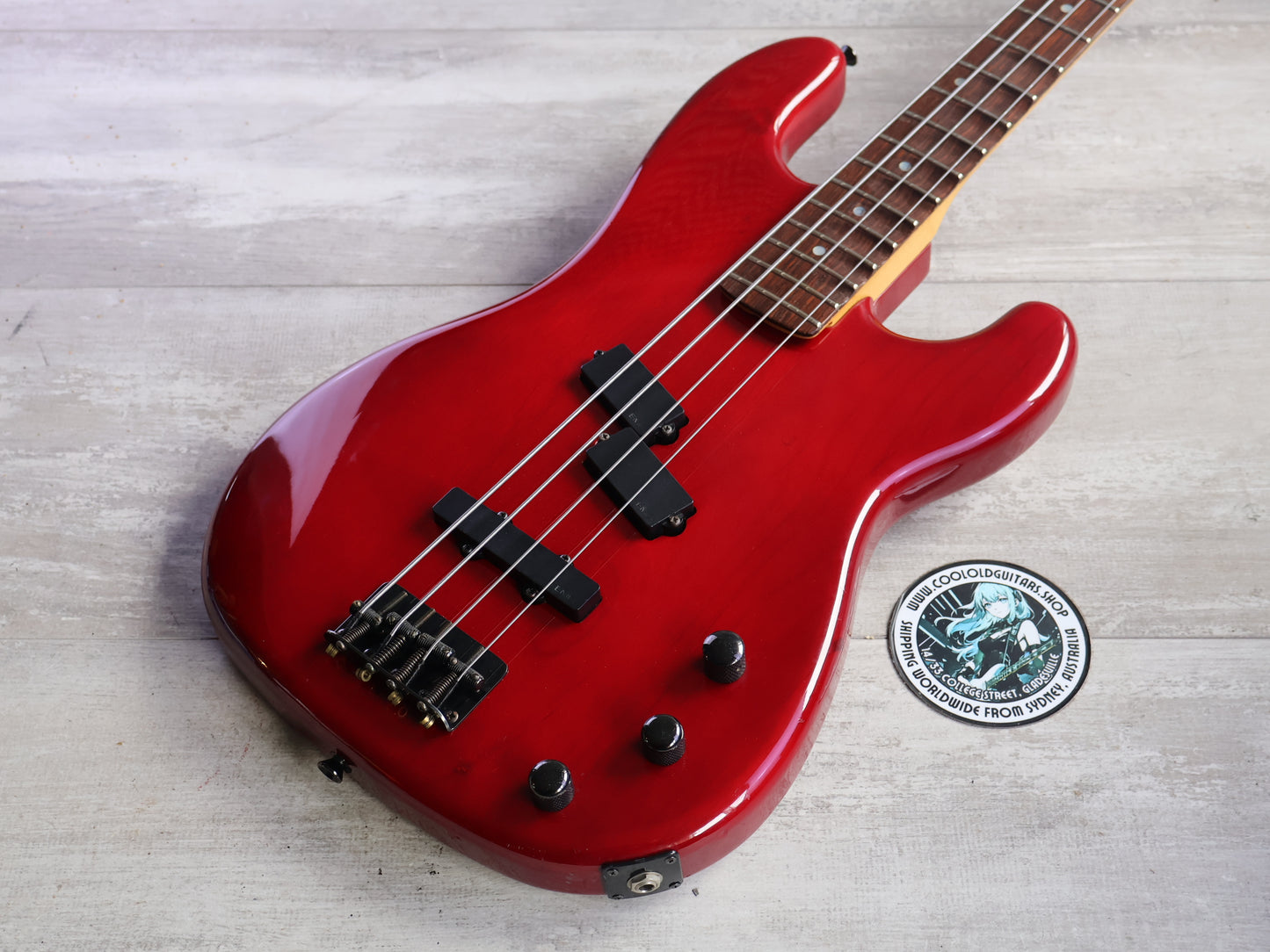 1980's ESP Japan "Oldie Custom Model" Custom Order PJ Precision Bass w/EMG's (Transparent Red)