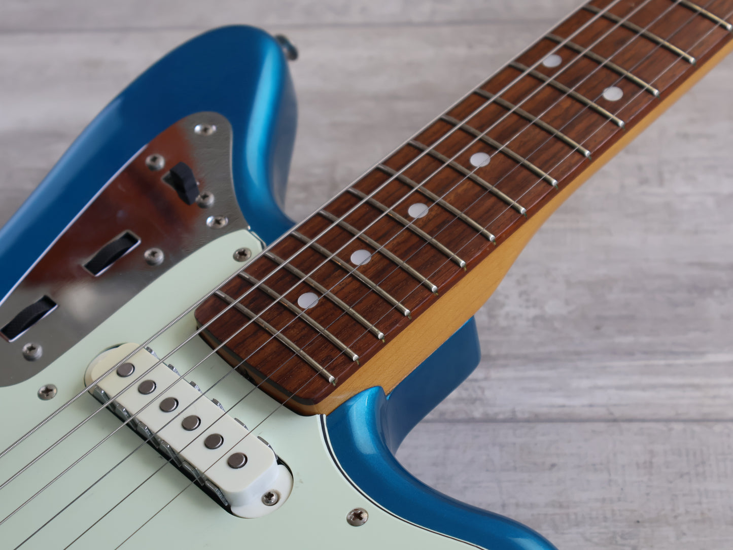 2002 Fender Japan JG66-85 '66 Reissue Jaguar (Lake Placid Blue w/Matching Headstock)