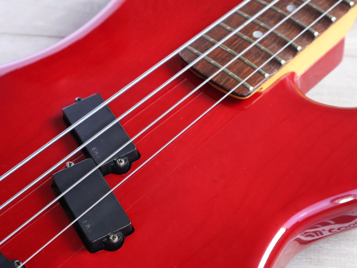 1980's ESP Japan "Oldie Custom Model" Custom Order PJ Precision Bass w/EMG's (Transparent Red)