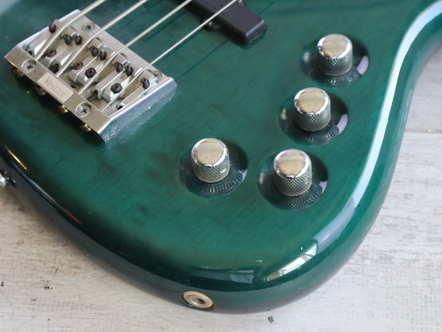 1990's Vestax Japan BV-2 JJ Fretless Bass w/Bartolini's (Transparent Green)