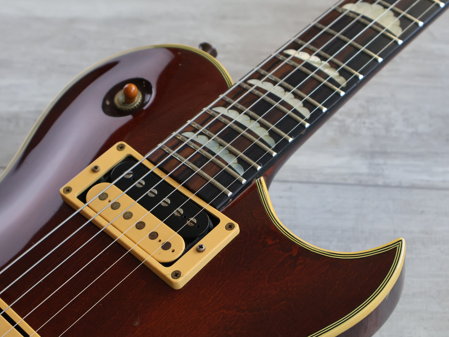 1983 Aria Pro II (Matsumoku) PE-R80KV Single Cutaway w/Kahler (Antique Brown)