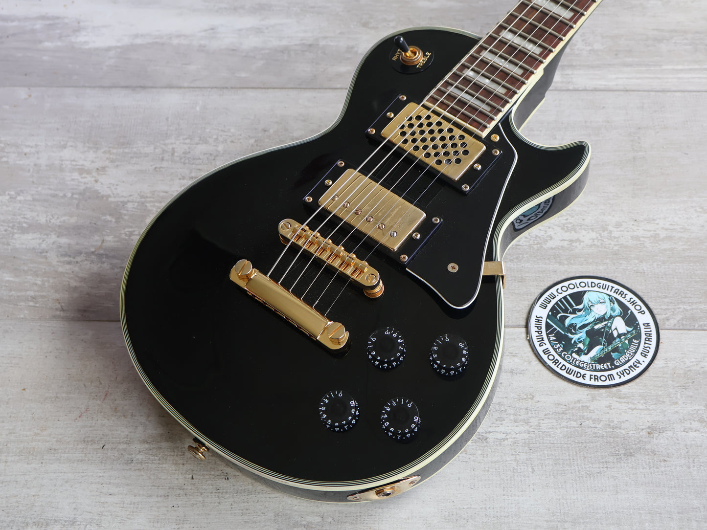 Grassroots (by ESP) G-LPC-MINI Mini Les Paul Custom Travel Guitar (Black)