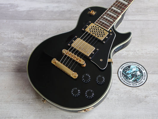 Grassroots (by ESP) G-LPC-MINI Mini Les Paul Custom Travel Guitar (Black)