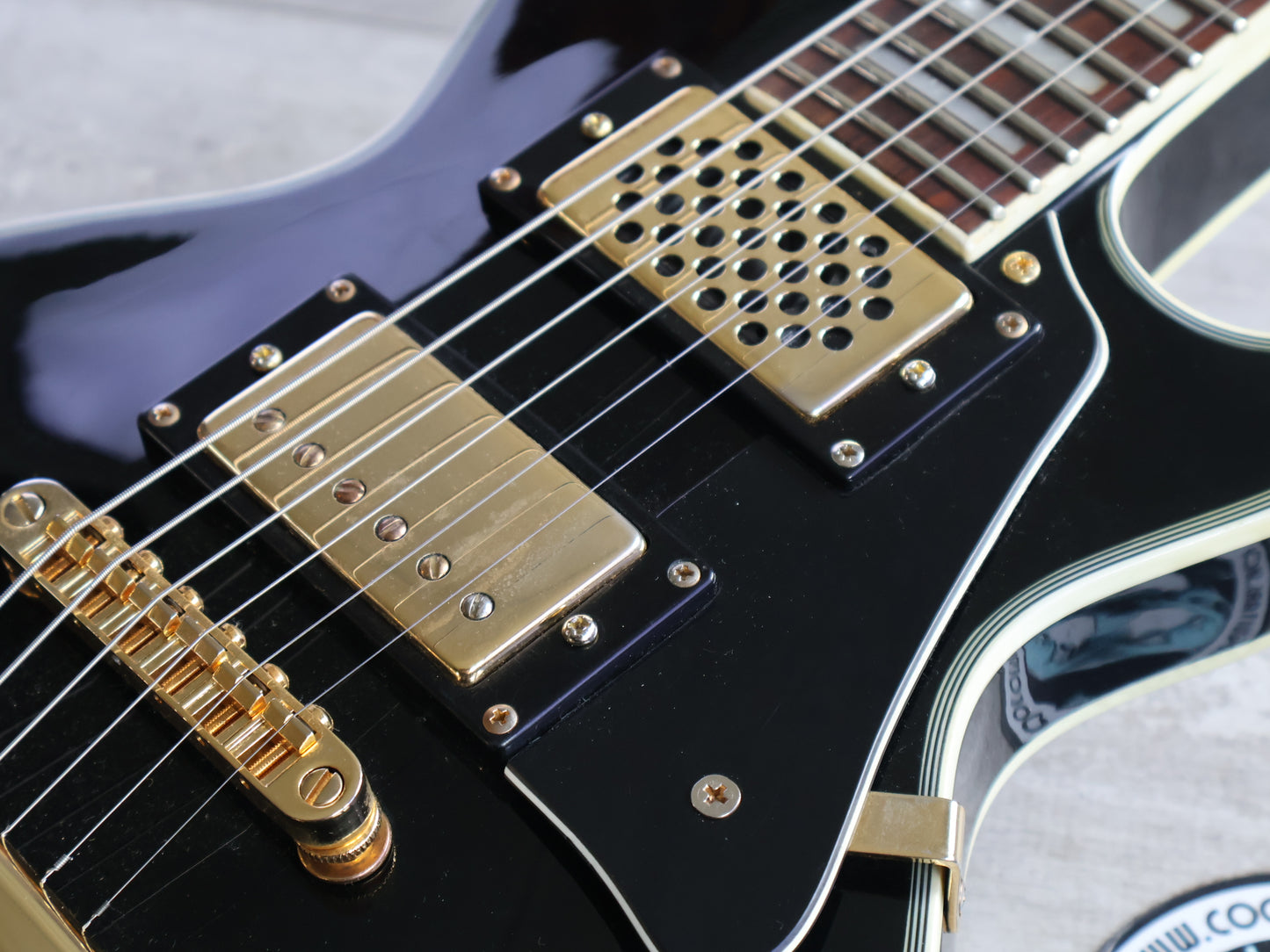 Grassroots (by ESP) G-LPC-MINI Mini Les Paul Custom Travel Guitar (Black)