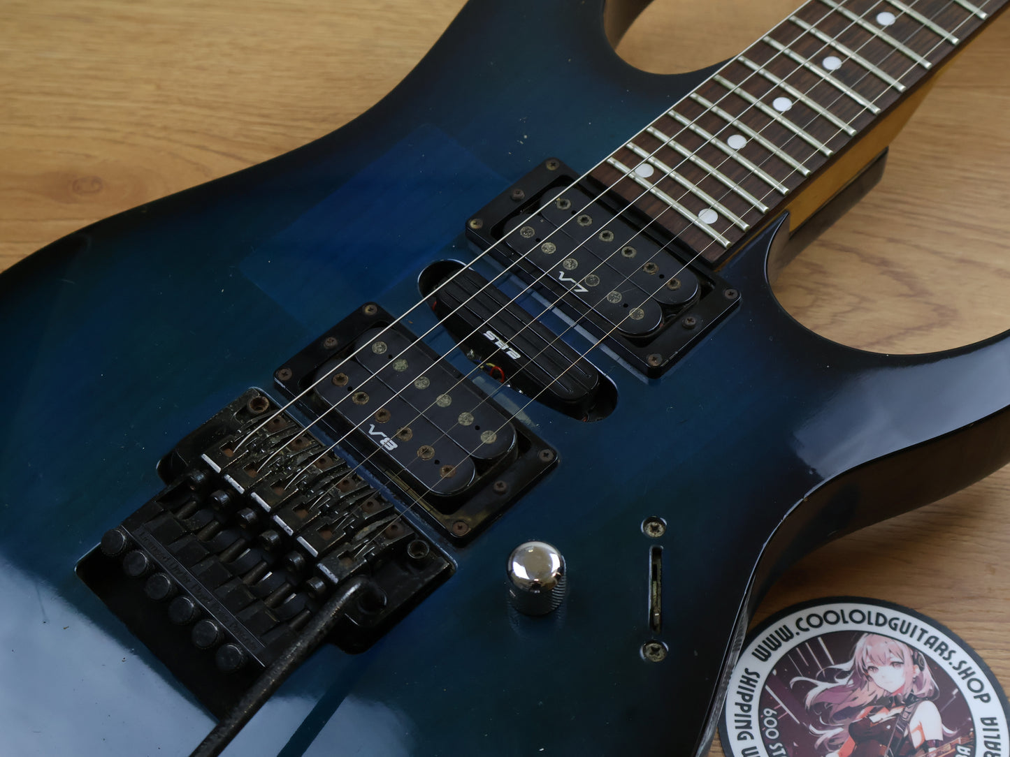 1992 Ibanez Japan RG570FM Superstrat (Transparent Blue)