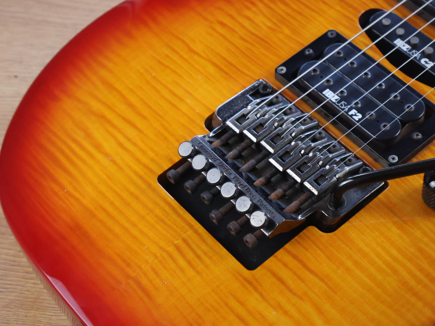 1990 Ibanez Japan RG770 FM HSH Superstrat (Cherry Sunburst)