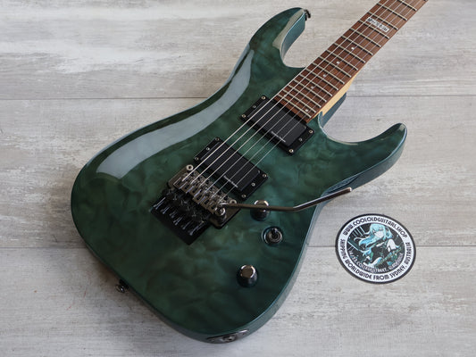 2013 LTD (by ESP) MH-100QM HH Superstrat (Quilt Green)