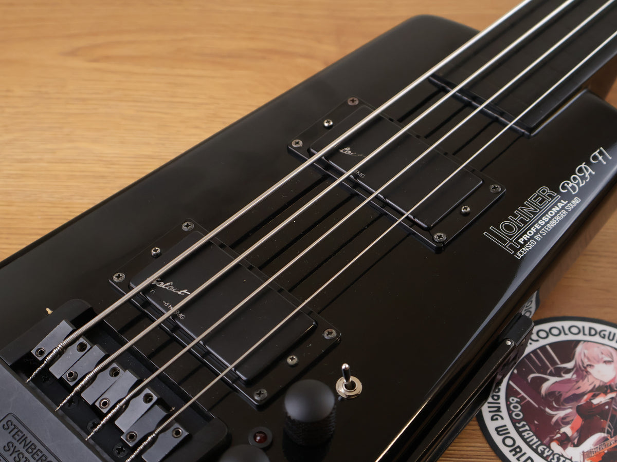 1980's Hohner B2A-FL Fretless Headless Paddle Bass Guitar w/Steinberger System (Black)