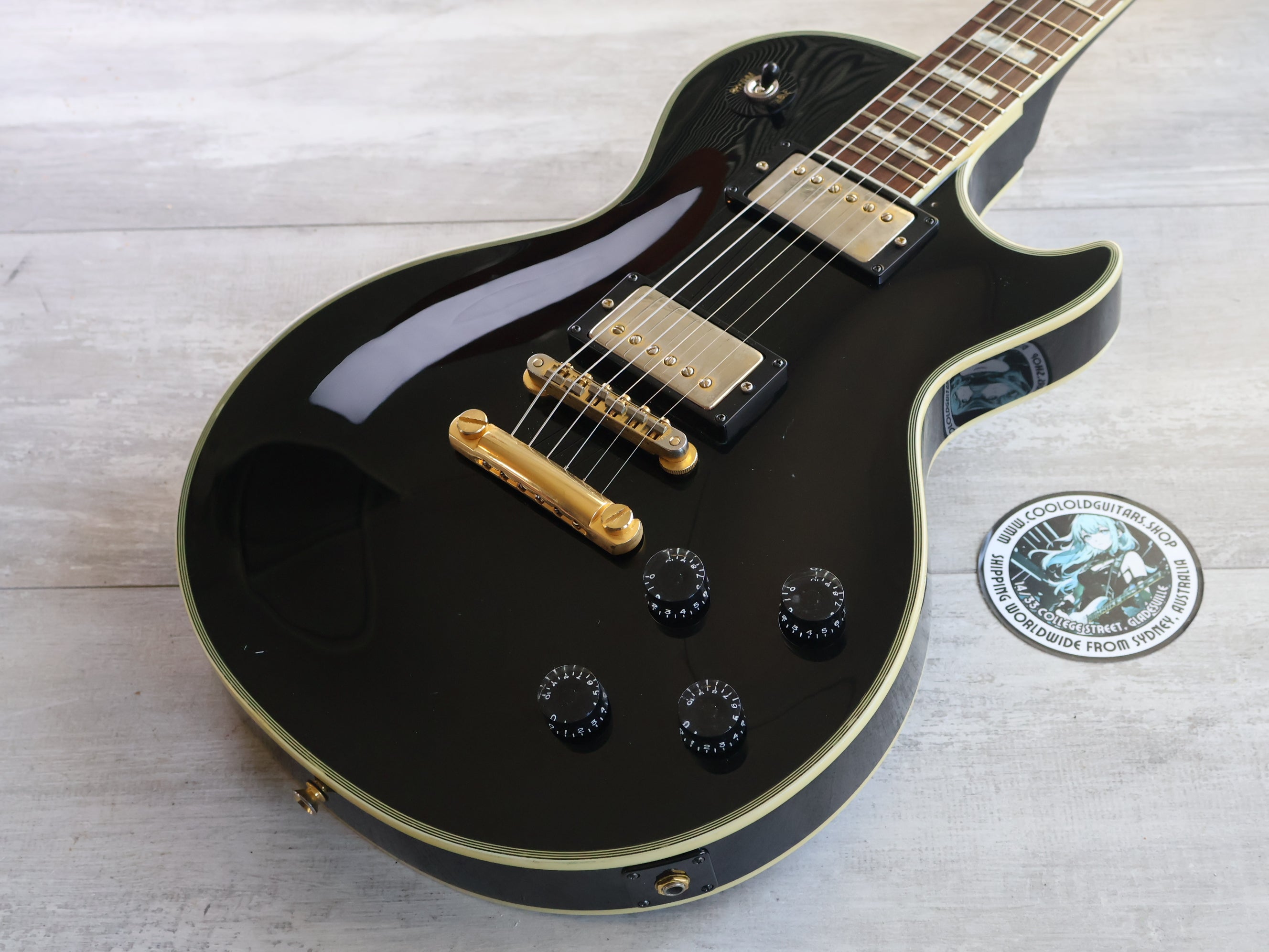 2003 Burny (Fernandes) RLC-55 Les Paul Custom (Black) – Cool Old Guitars