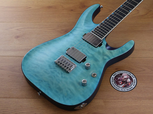 2021 Edwards E-HR-SNT/QM/BKP Horizon Neckthrough (Quilt Turquoise)