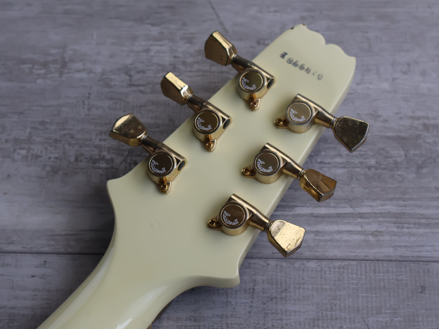 1990 Aria Pro II Japan PE-Deluxe KV Single Cutaway w/Kahler (Ivory)