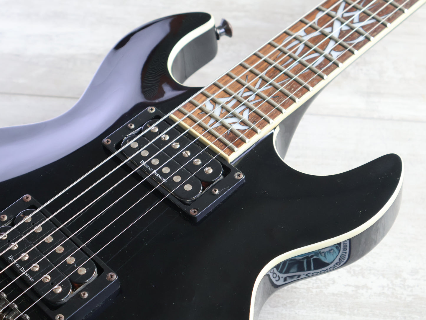 2002 Schecter Diamond Series Scorpion Tribal Baritone (Black)