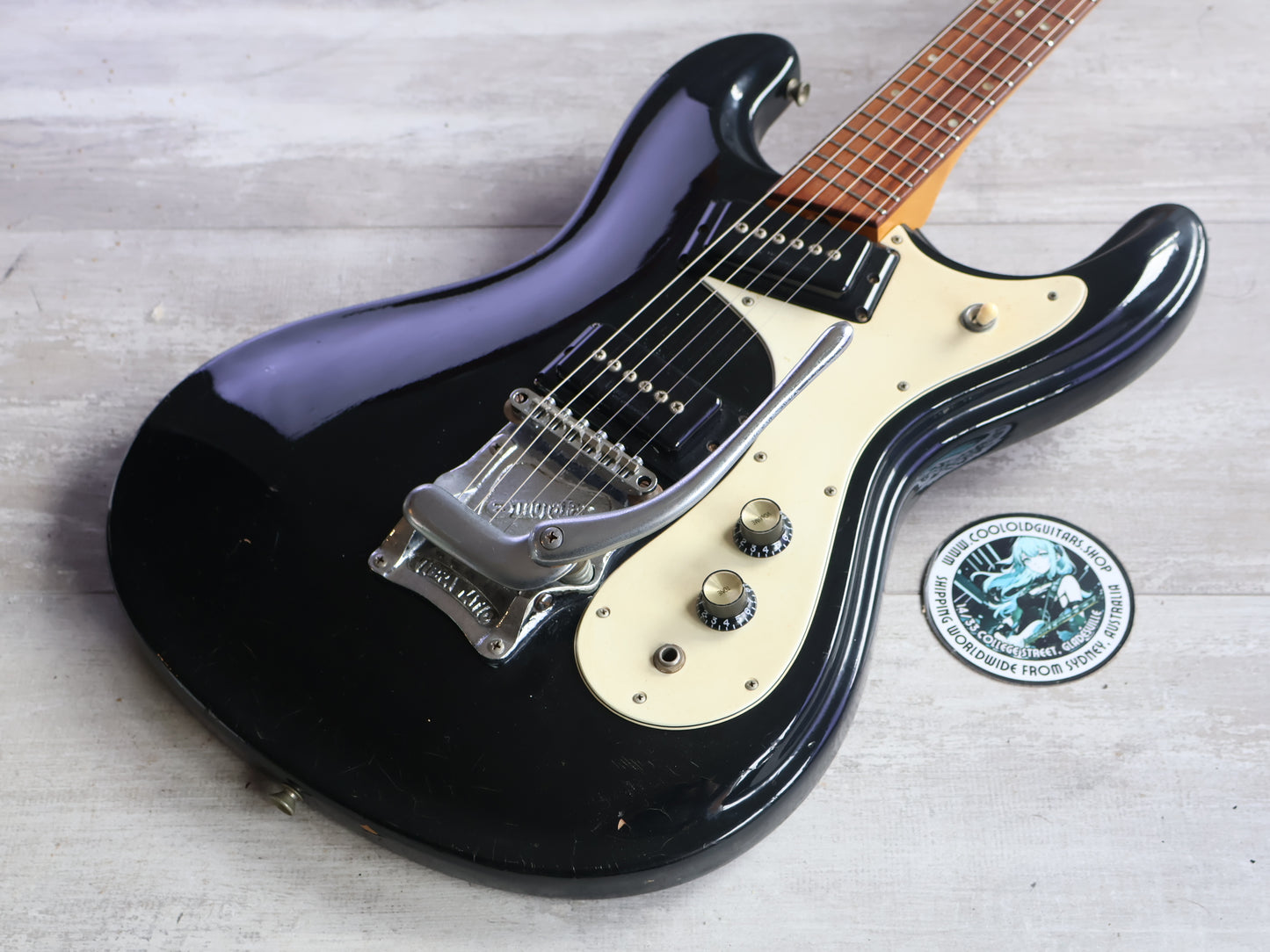 1960's Morales Japan (Mosrite) Ventures Offset Guitar (Gloss Black)