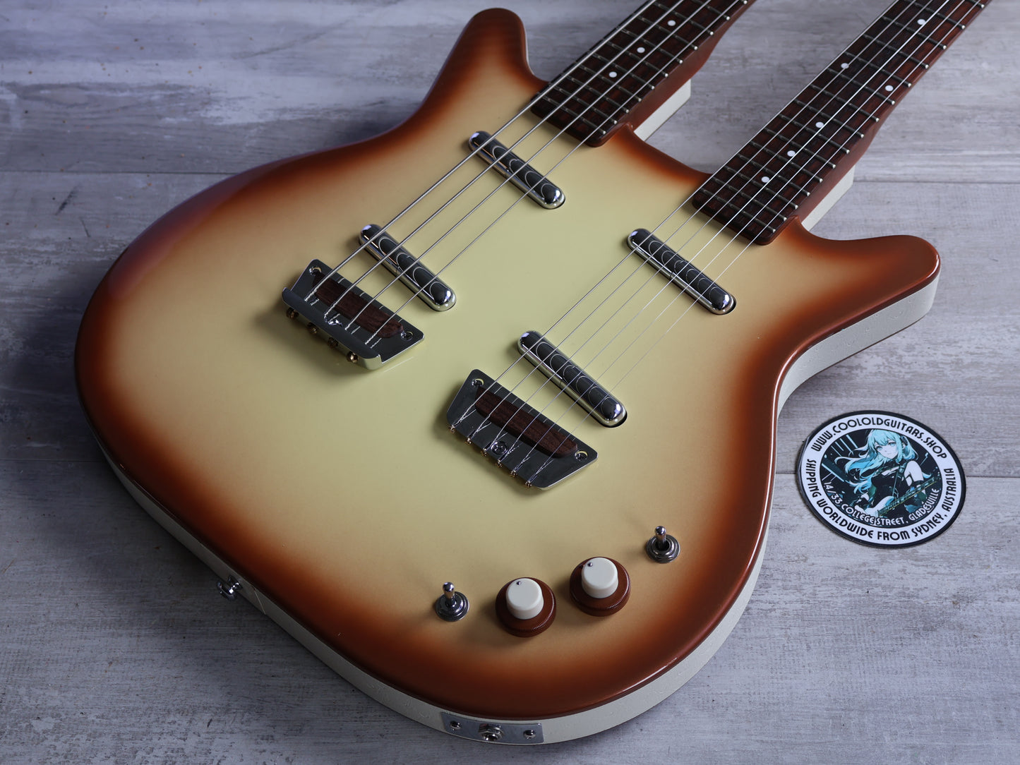 2000's Danelectro DB604 Doubleneck Guitar/Bass (Copper Burst)