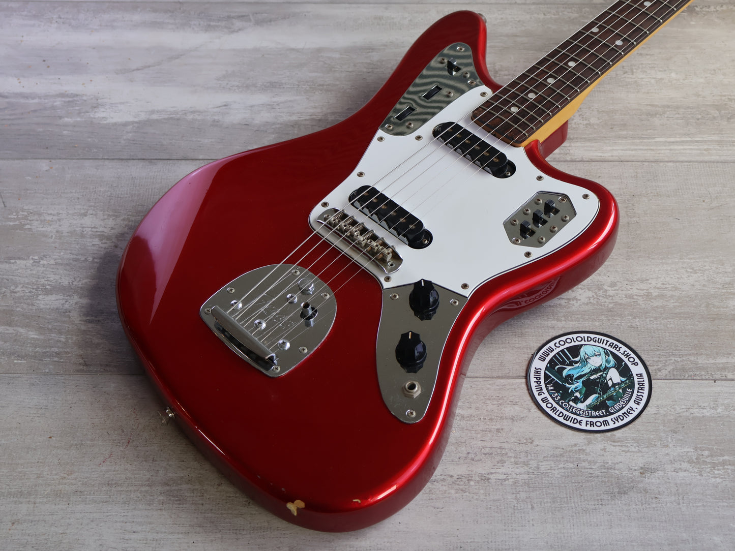 1999 Fender Japan JG66-85 '66 Reissue Jaguar (Candy Apple Red w/Matching Headstock)