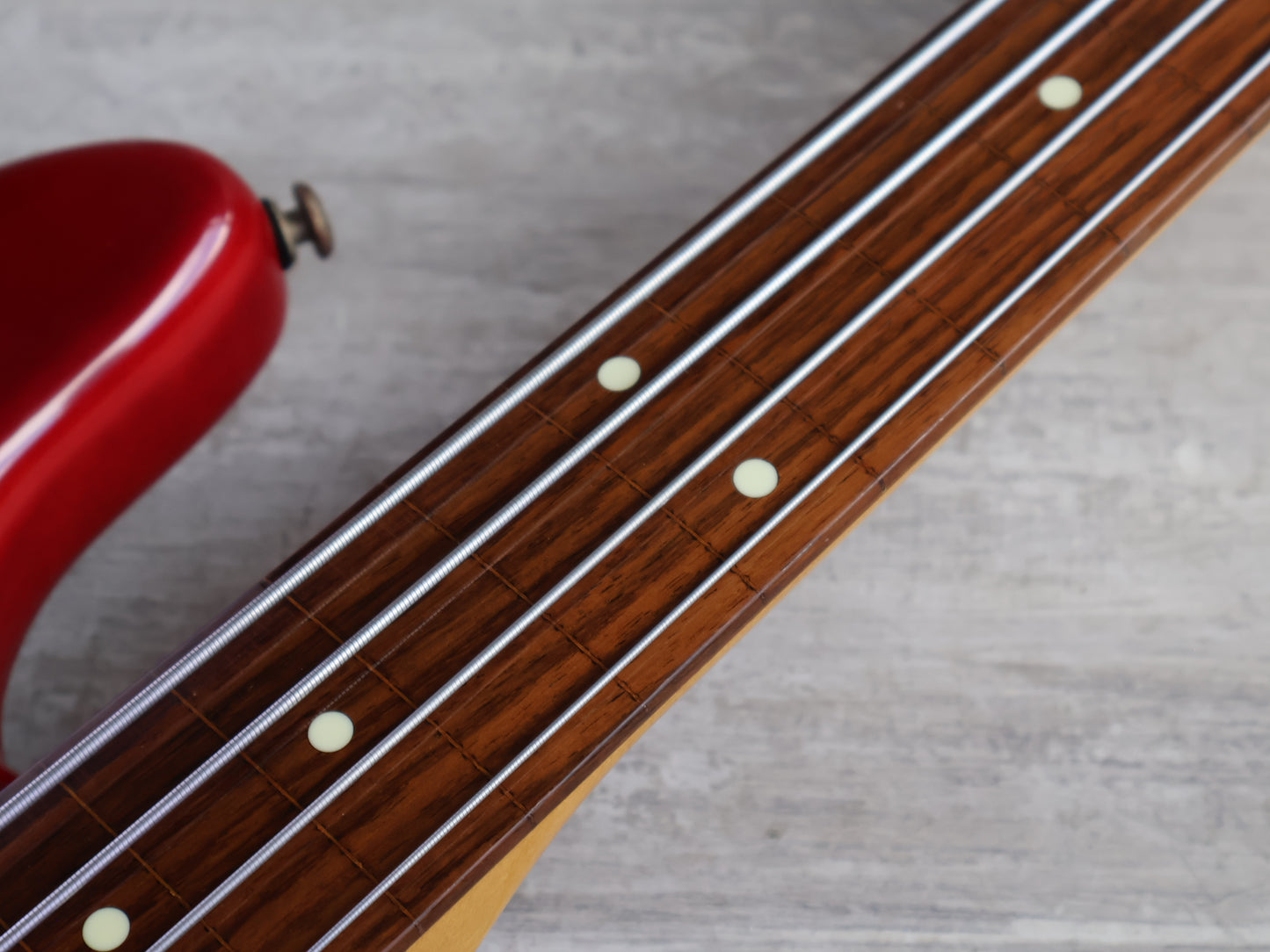 1997 Fender Japan JB62 '62 Reissue Fretless Jazz Bass w/EMG's (Transparent Red)