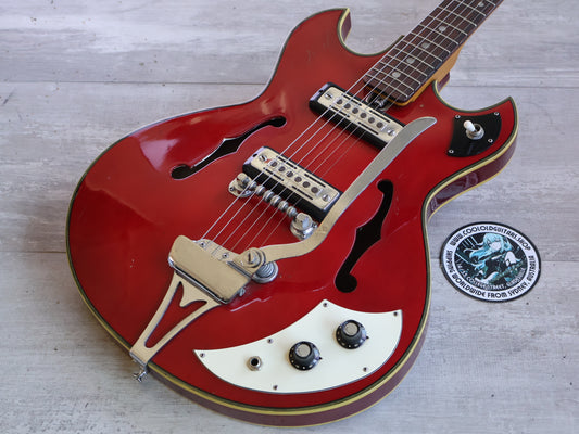 1960's Teisco Japan EP-2T Hollowbody w/Tremolo (Transparent Red)