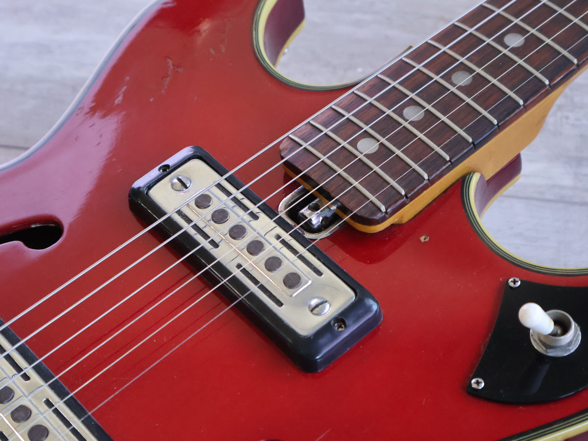 1960's Teisco Japan EP-2T Hollowbody w/Tremolo (Transparent Red)