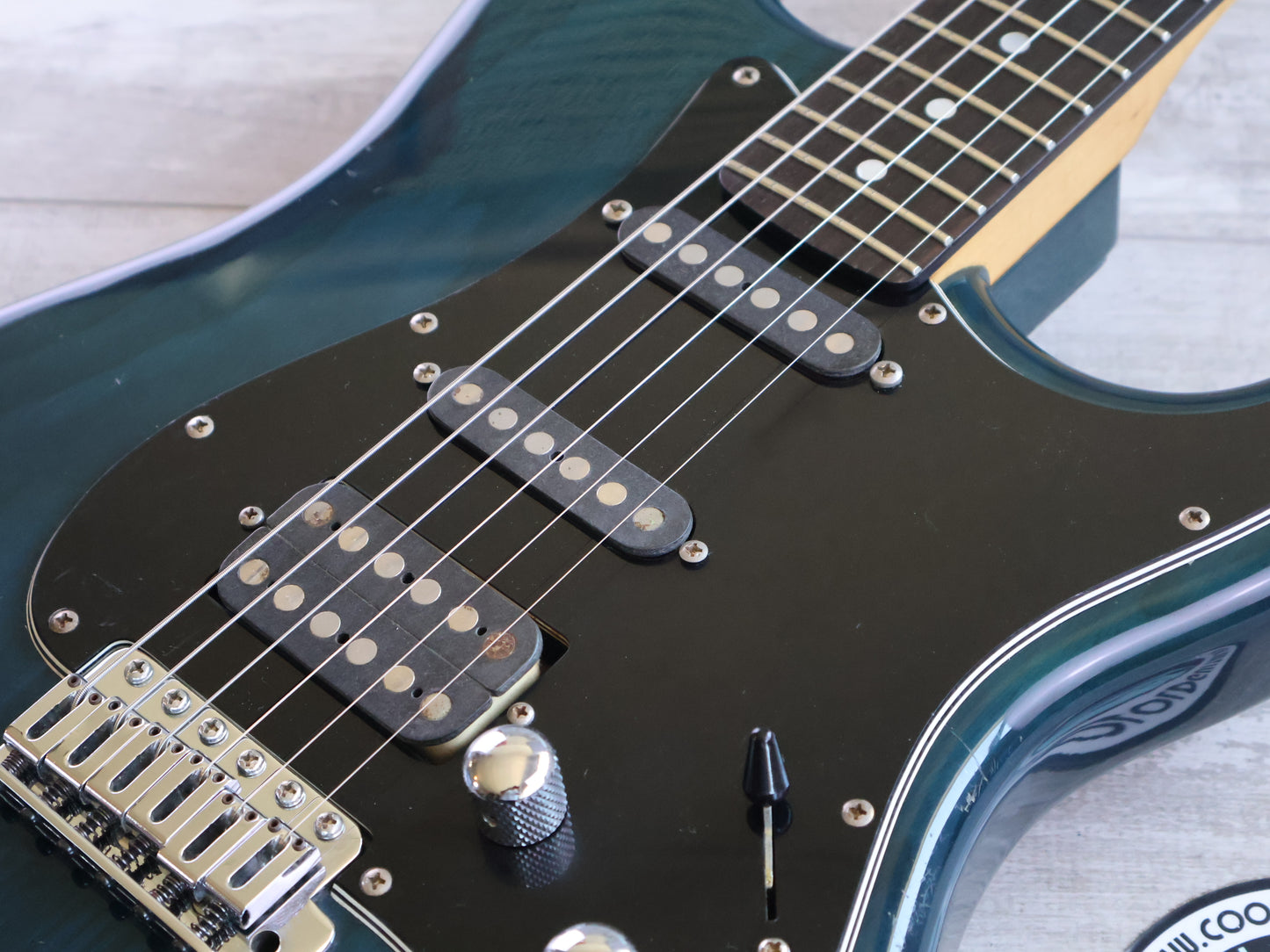 1989 Schecter Japan "East Series" HSS Stratocaster (Transparent Turquoise)