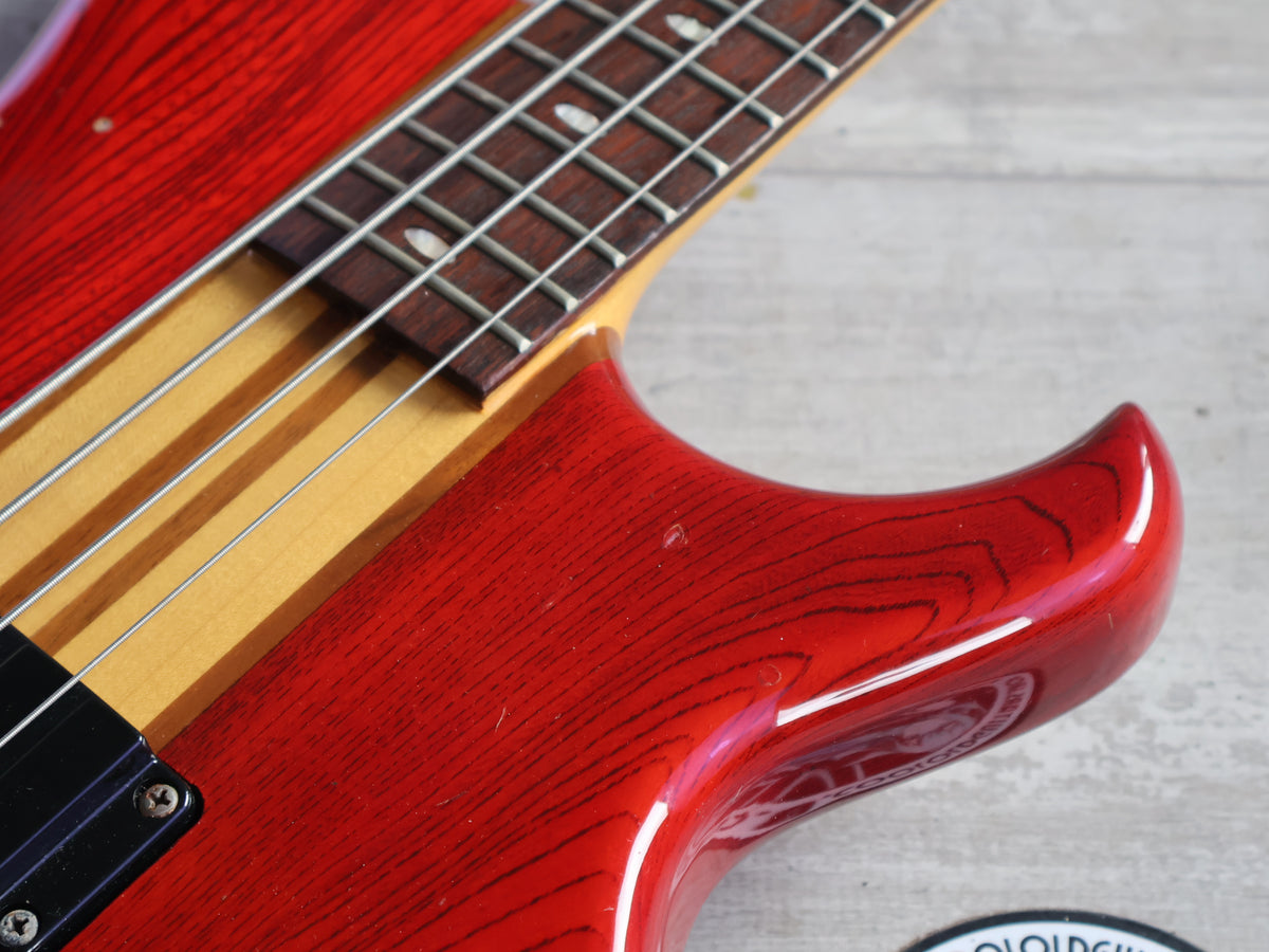 1983 Aria Pro II Japan SB-R60 Neckthrough Bass (Transparent Red)