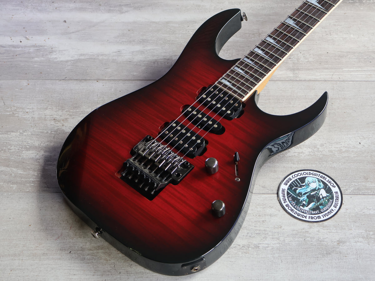 1995 Ibanez Japan RGR480F Reverse Headstock HSH Superstrat (Royal Wine Sunburst)