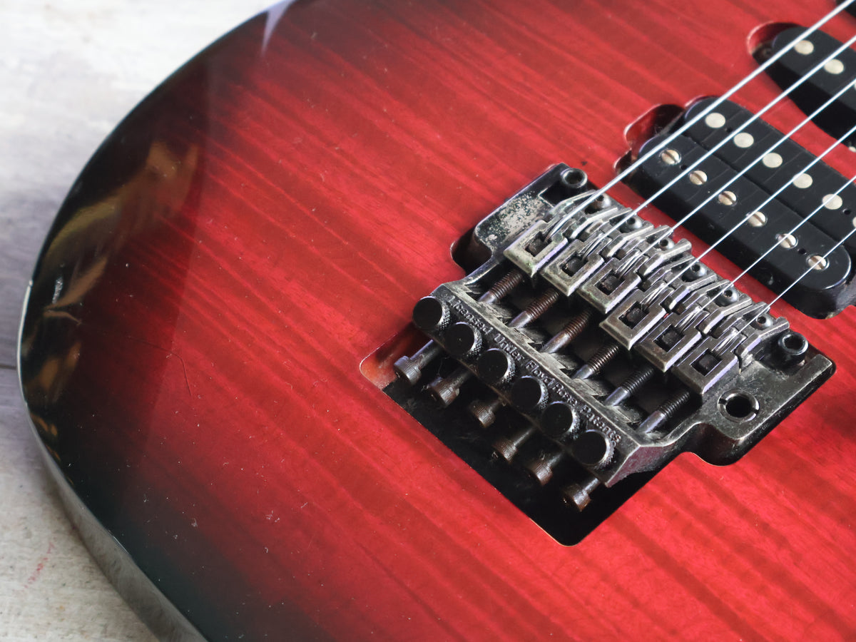 1995 Ibanez Japan RGR480F Reverse Headstock HSH Superstrat (Royal Wine Sunburst)
