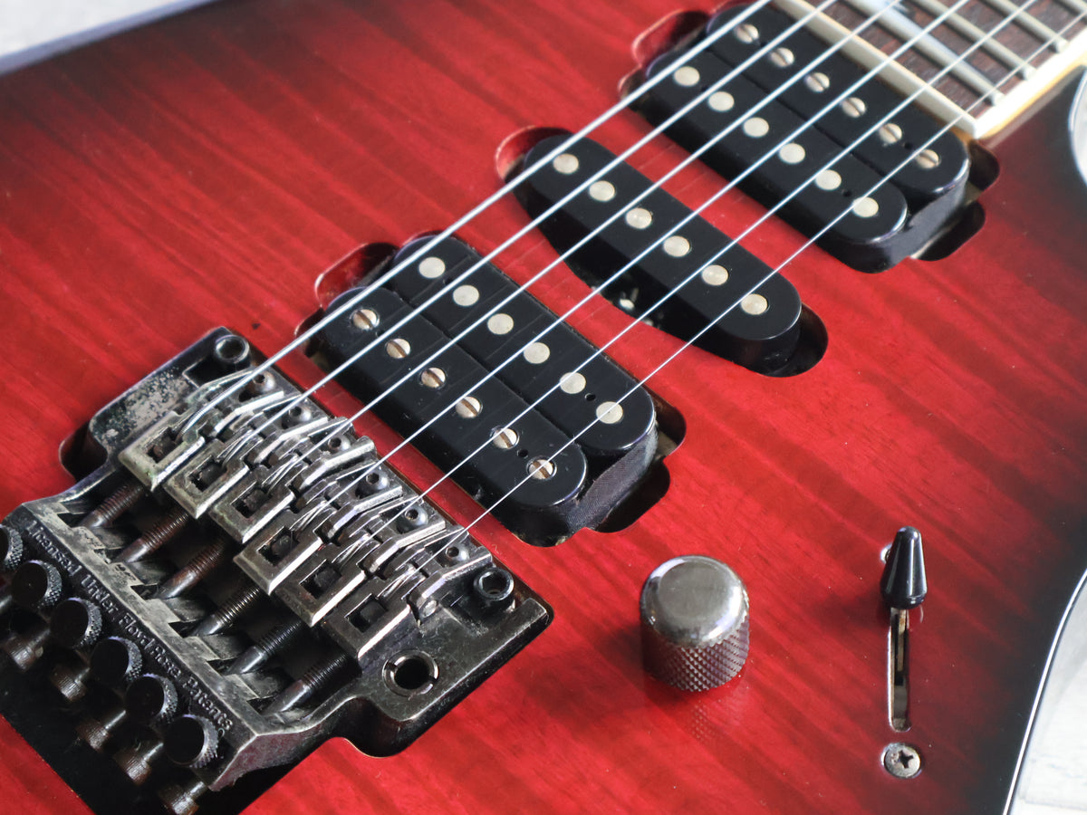 1995 Ibanez Japan RGR480F Reverse Headstock HSH Superstrat (Royal Wine Sunburst)