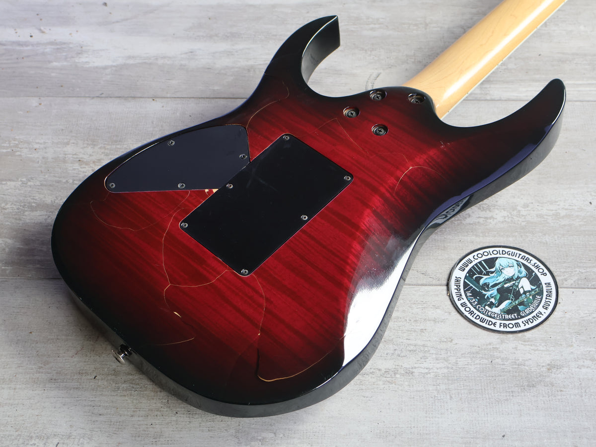 1995 Ibanez Japan RGR480F Reverse Headstock HSH Superstrat (Royal Wine Sunburst)