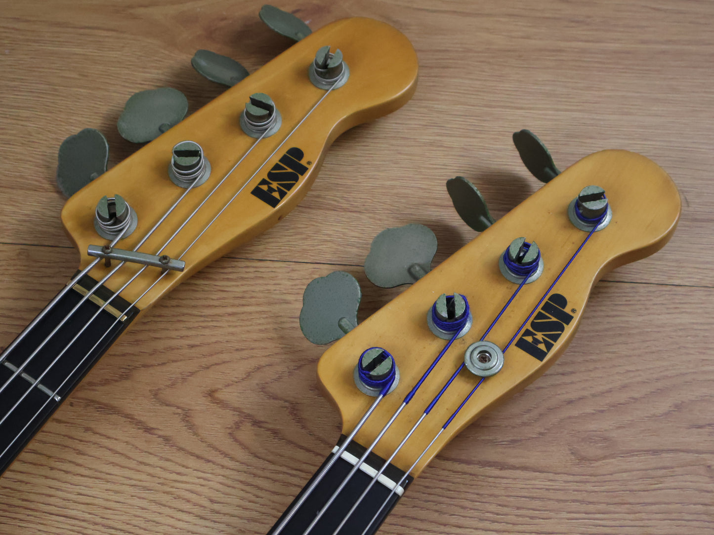 1970's ESP Japan Custom Order Doubleneck Fretless/Fretted Jazz Bass (Green Sunburst)