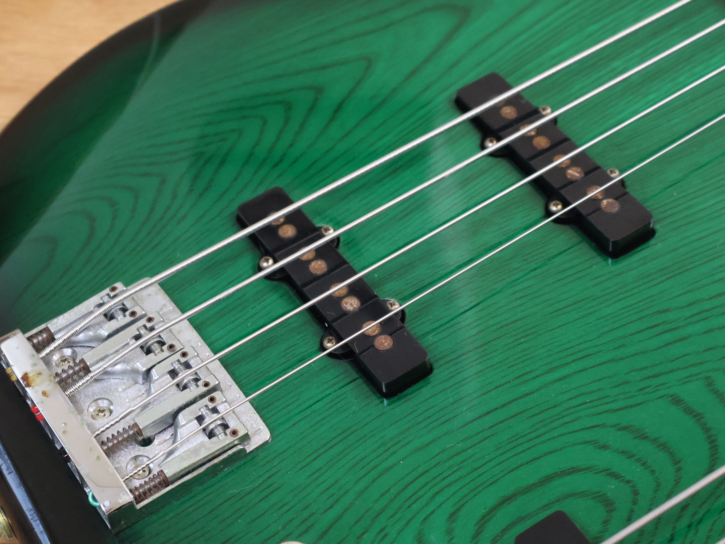 1970's ESP Japan Custom Order Doubleneck Fretless/Fretted Jazz Bass (Green Sunburst)
