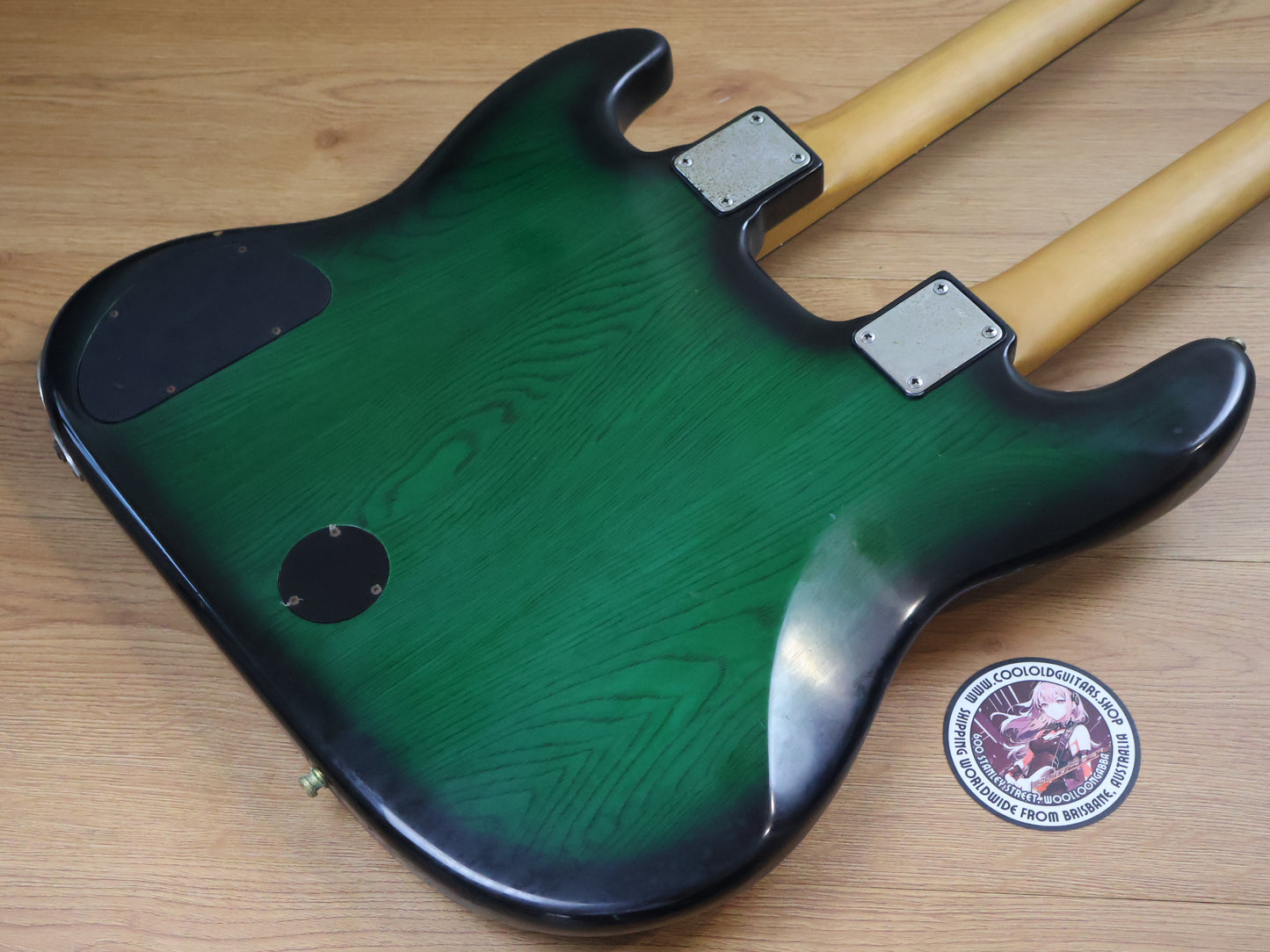 1970's ESP Japan Custom Order Doubleneck Fretless/Fretted Jazz Bass (Green Sunburst)