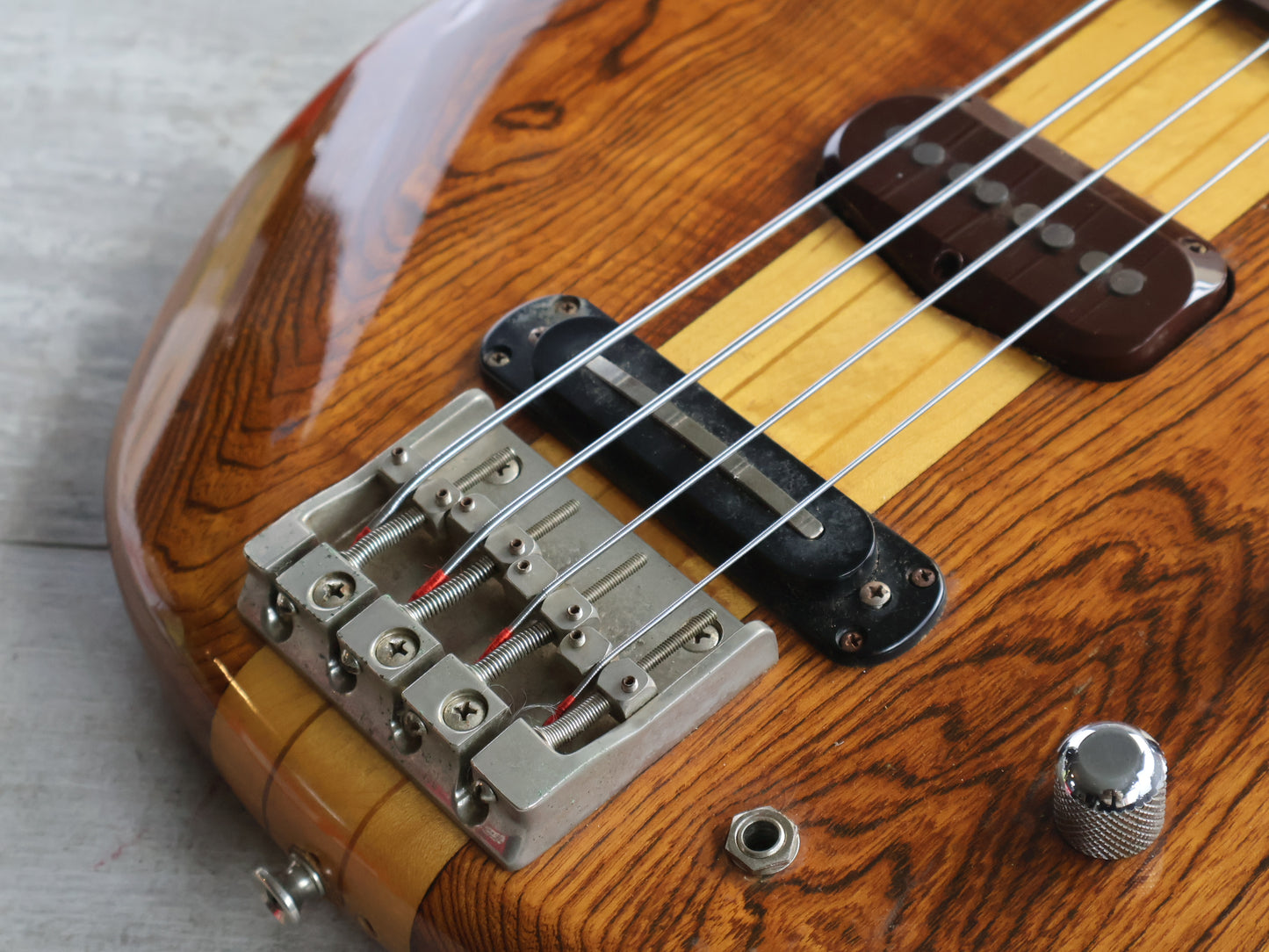1979 Greco Original GOBII750 Double Cutaway Fretless Neckthrough Bass (Stained Brown)