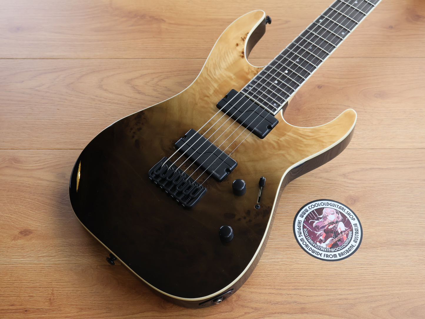 ESP LTD M-1007HT 7-String Hardtail w/Burl Poplar Top (Black Fade)