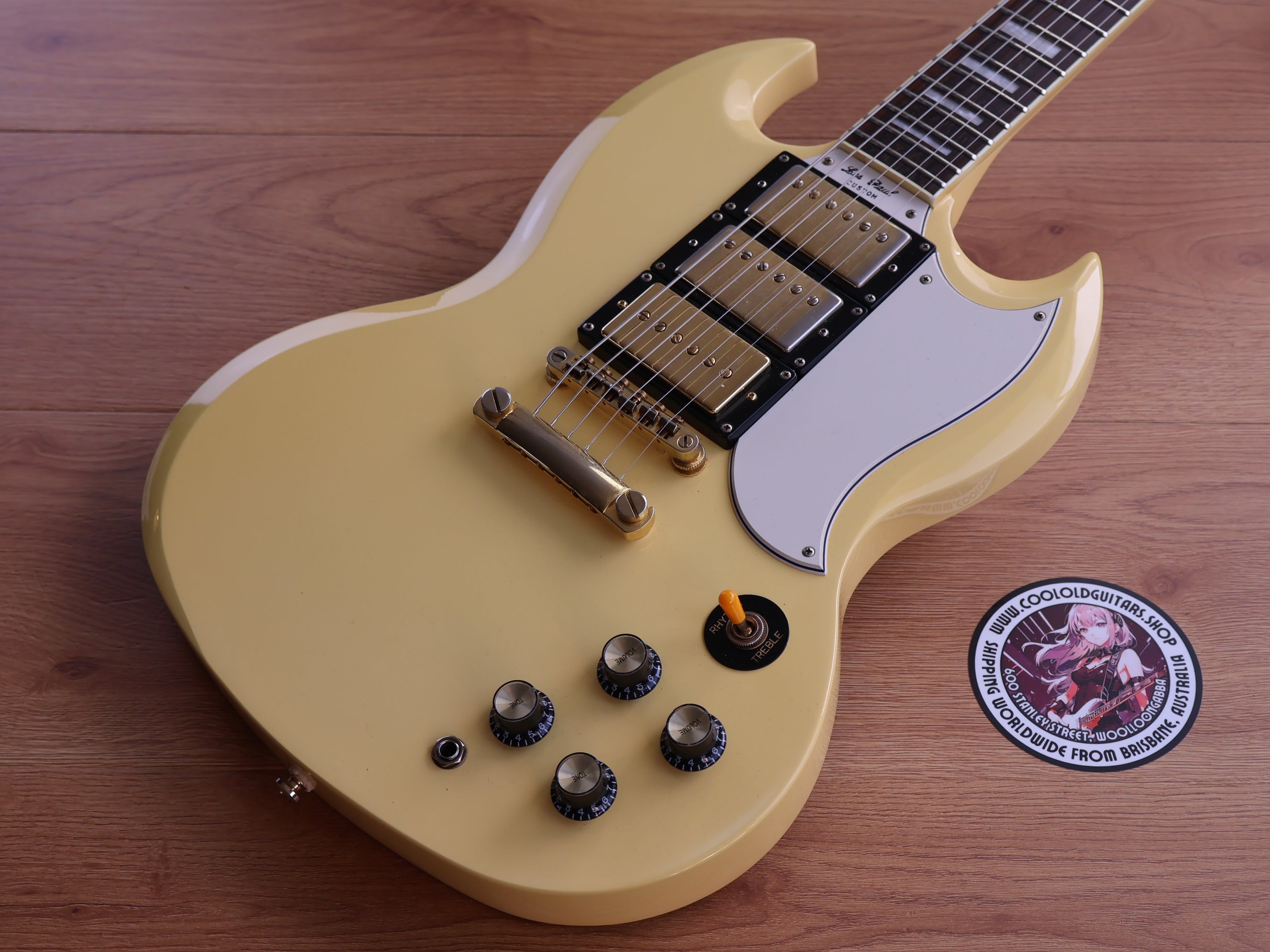 2010 Epiphone G-400 Custom Three-Pickup SG (Antique Ivory) – Cool