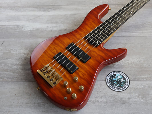 2001 ESP Japan Takada Custom Shop 5-String Bass (Quilted Amber Sunburst)