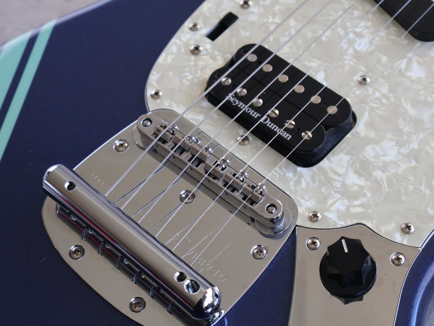 2012 Fender Japan MG-KC Kurt Cobain Signature Mustang (Lake Placid Blue w/Competition Stripe)