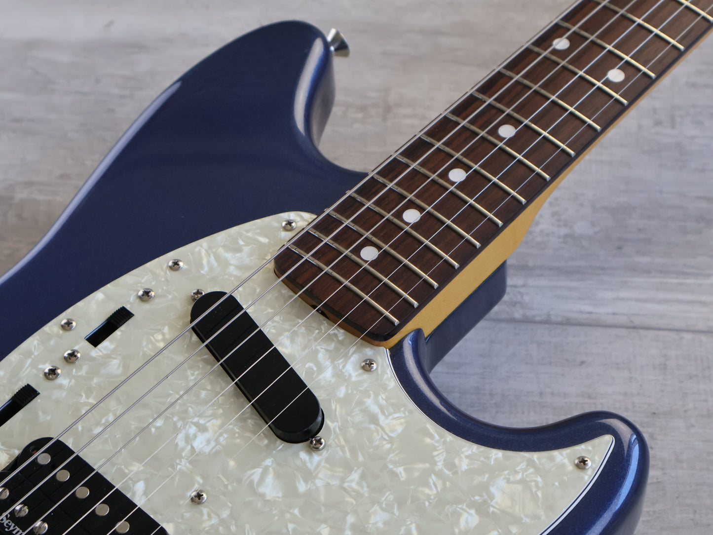 2012 Fender Japan MG-KC Kurt Cobain Signature Mustang (Lake Placid Blue w/Competition Stripe)