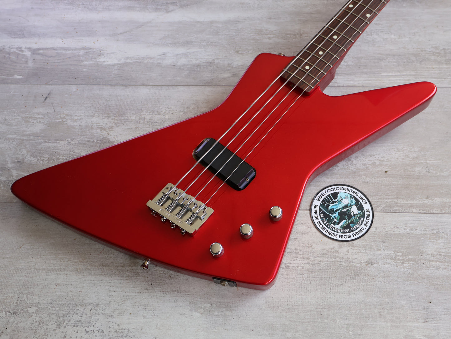 1985 Fernandes Japan EXB-85 Explorer Bass (Candy Apple Red)