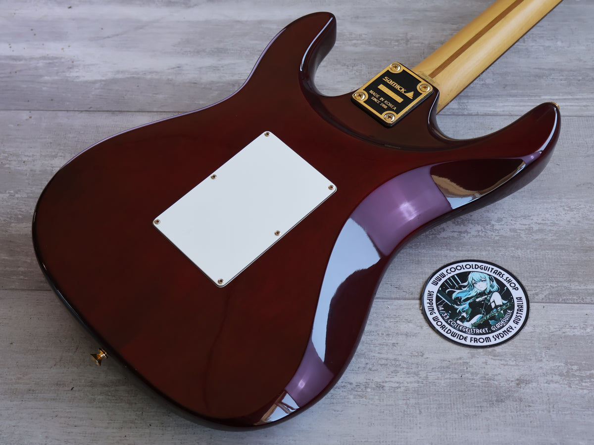 1994 Samick SSM-3 "Valley Arts Custom Pro Shop" S-Style (Transparent Red)