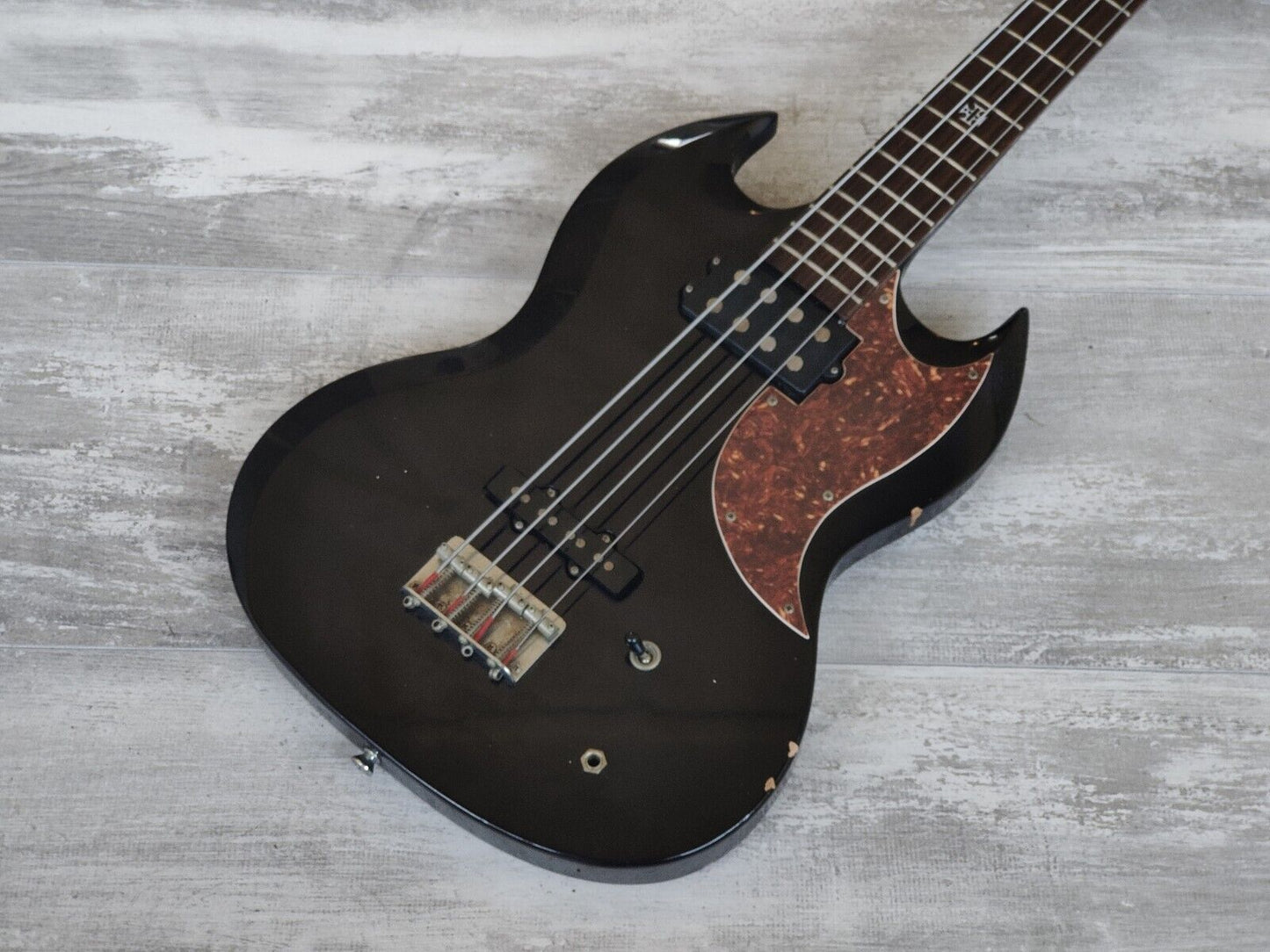 Unknown SG Style Double Cutaway Bass from Japan (Black)
