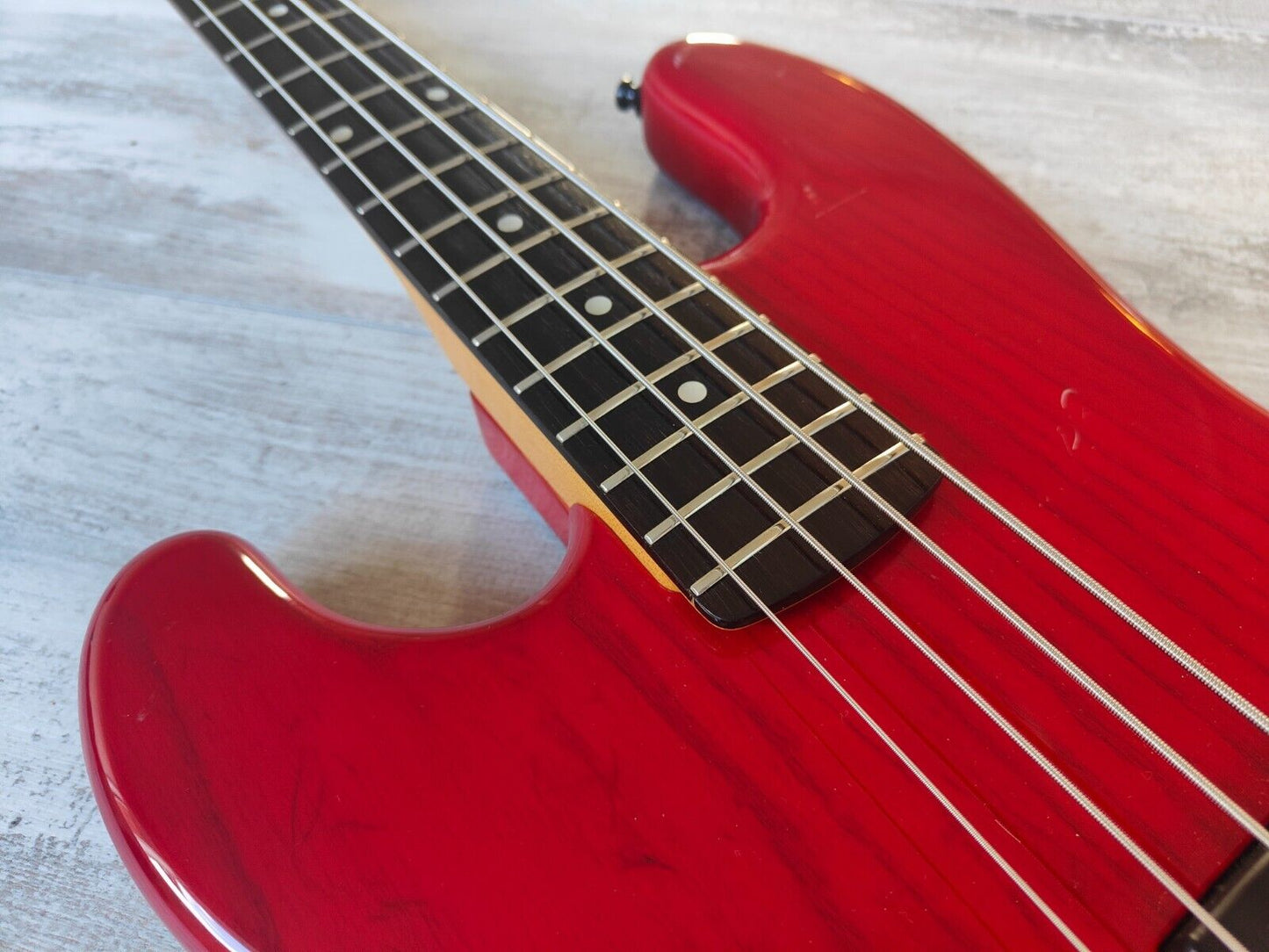 1984 ESP Japan LH Left Handed Precision PJ Bass (Transparent Red)